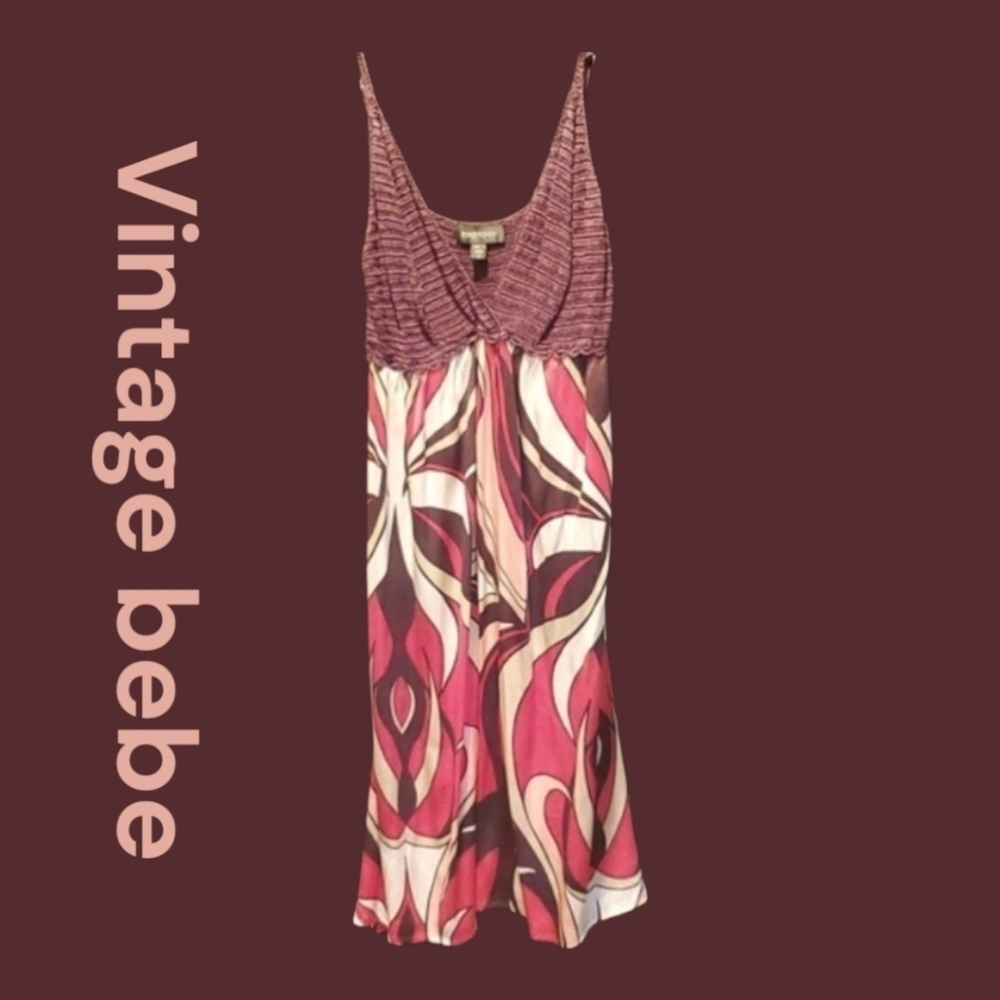 BEBE Vintage Silk, Sleeveless, Tank Dress Size Medium